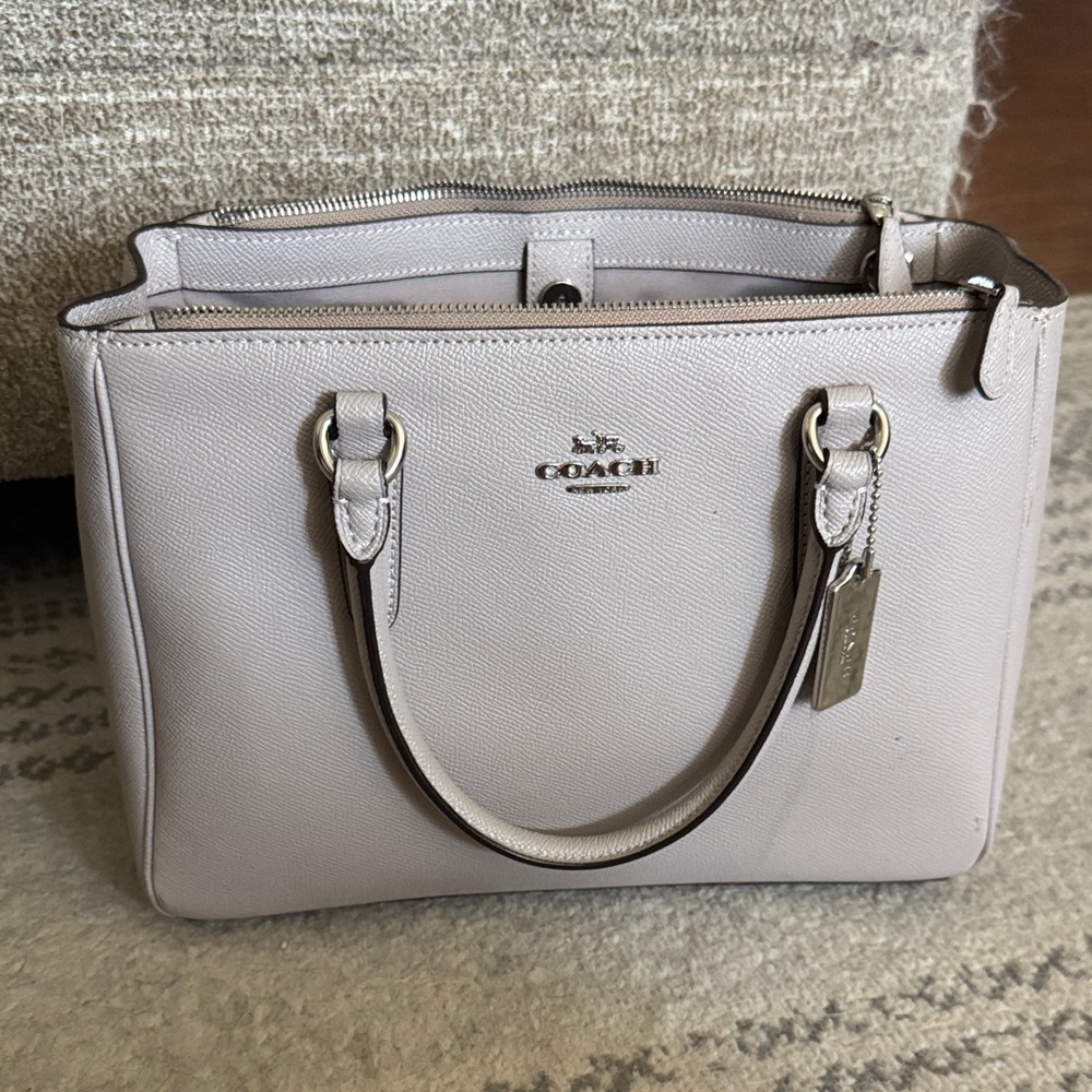 Coach Women's Light Gray Leather Satchel